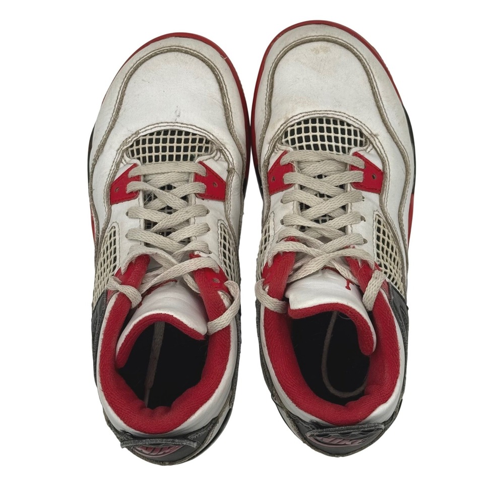 Kids Jordan 4‎ Retro White Red Black Basketball Shoes BQ7669 160 Size 3Y - Picture 7 of 8